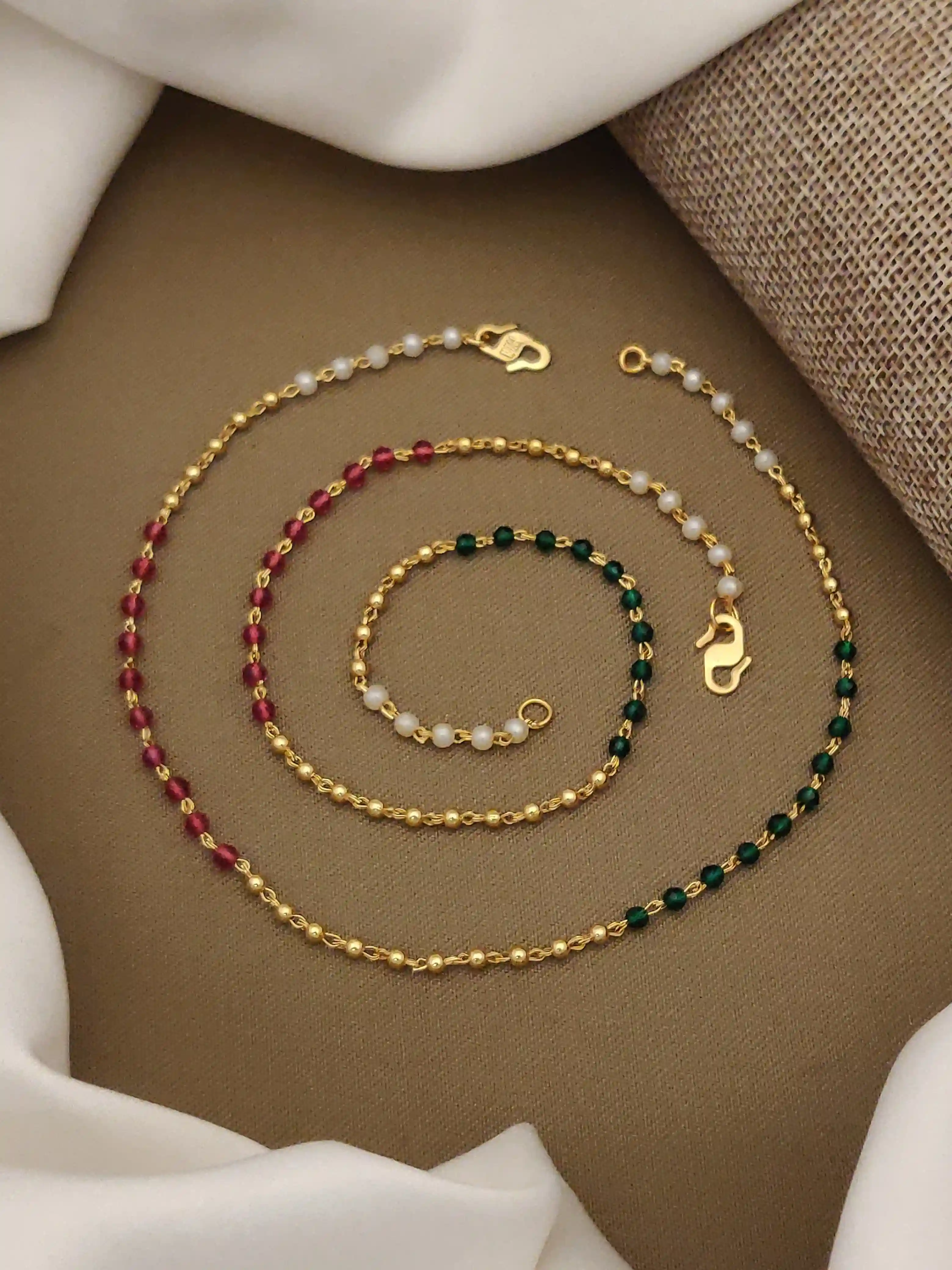 Stylish Daily Wear Anklets With Micro Gold Finish ( 10 " Inch ).png